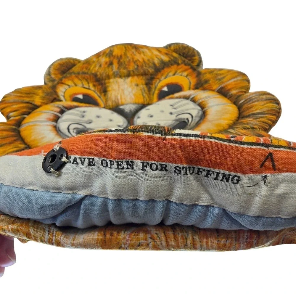 Vintage Richard The Lion Throw‎ Pillow Cut & Sew 1960's Cartoon Big Eyes 15